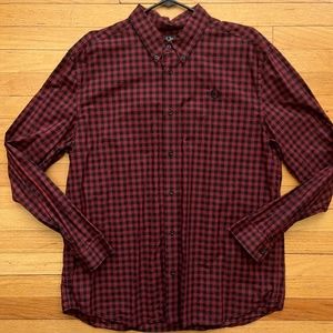 Fred Perry Red/Black Gingham Long Sleeve Button Down Shirt XL